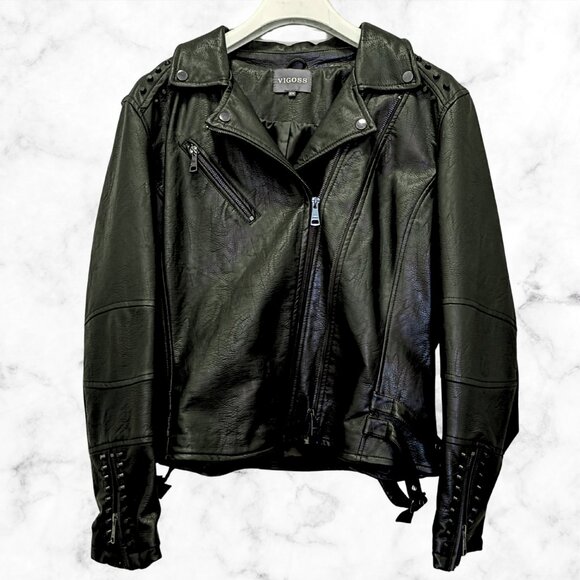 Vigoss Jackets & Blazers - 🔥VIGOSS Faux Leather Studded Moto Jacket Women's Size 2X 🔥
